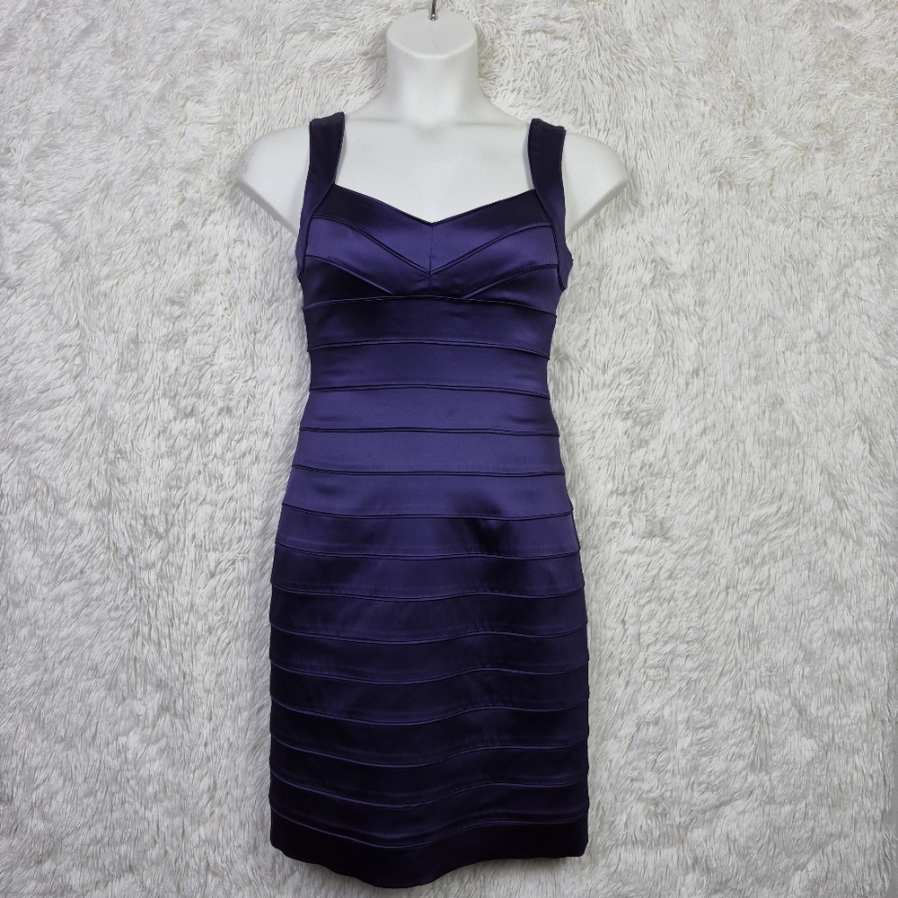 Lauren Ralph Lauren Dress Sz 6 Purple Bandage Tiered Shaping Pencil Y2K